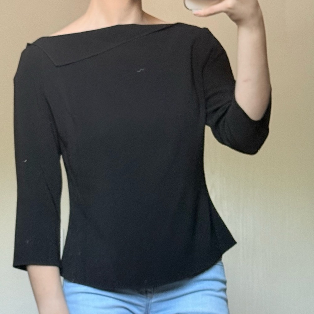 Classy Formal Black Blouse Shirt Top Tahari Size 10